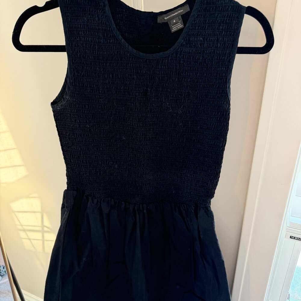 French Connection Black Smocked Mini Dress Size 4